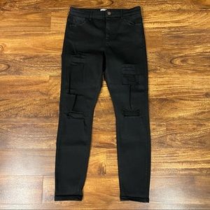 ASOS High Rise Distressed Black Skinny Jeans NWT